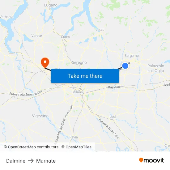 Dalmine to Marnate map