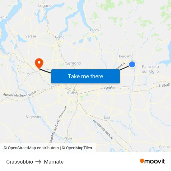 Grassobbio to Marnate map