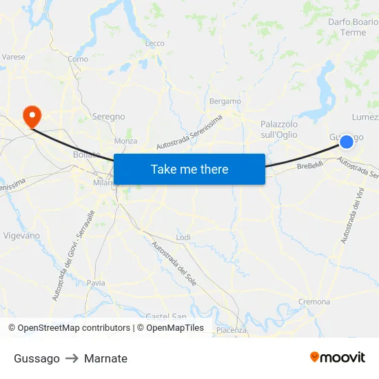 Gussago to Marnate map