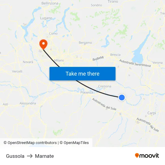 Gussola to Marnate map