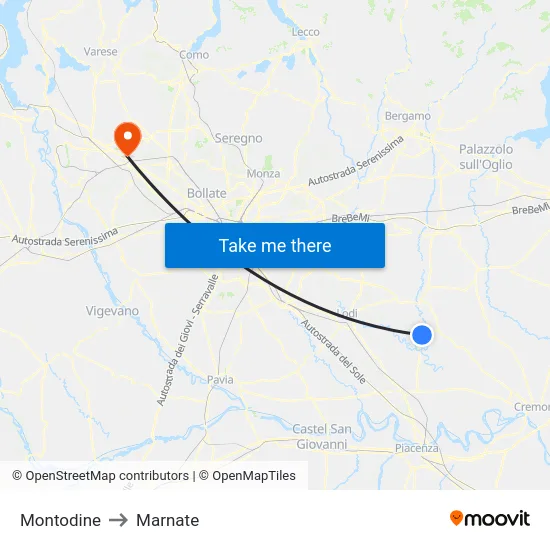 Montodine to Marnate map