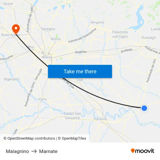 Malagnino to Marnate map