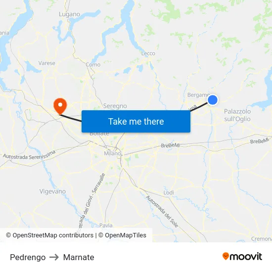 Pedrengo to Marnate map