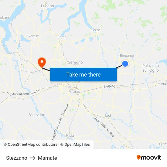 Stezzano to Marnate map