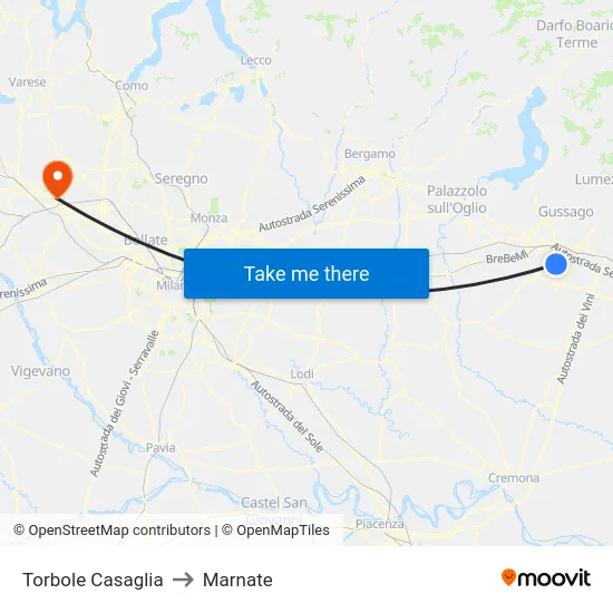 Torbole Casaglia to Marnate map