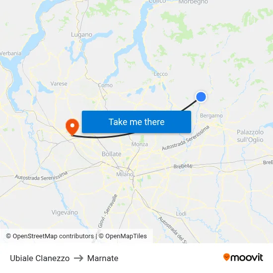 Ubiale Clanezzo to Marnate map