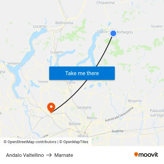 Andalo Valtellino to Marnate map