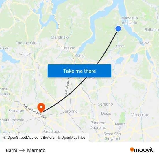 Barni to Marnate map