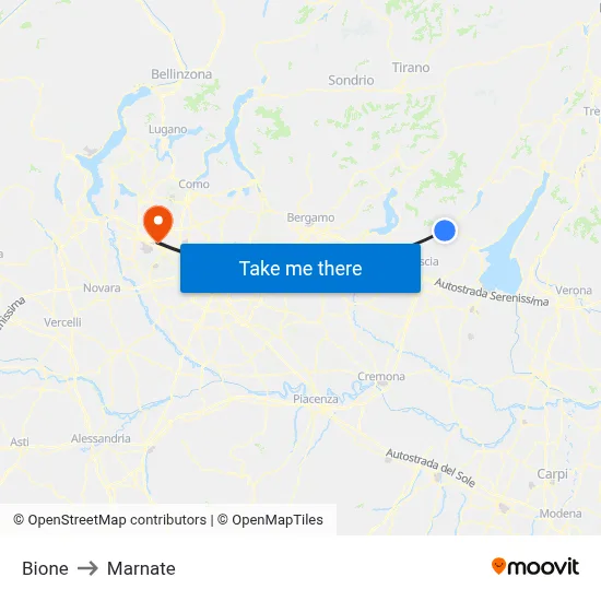 Bione to Marnate map