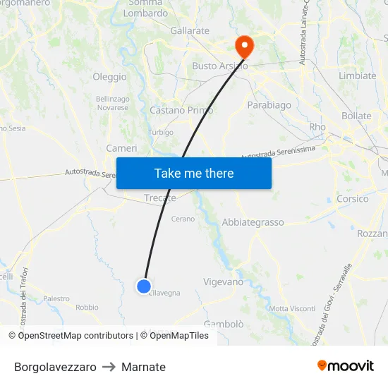 Borgolavezzaro to Marnate map