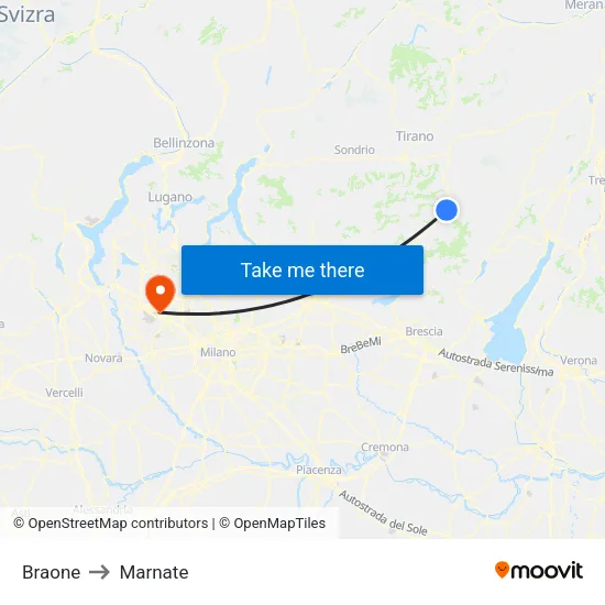 Braone to Marnate map