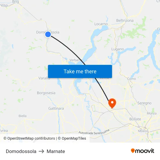 Domodossola to Marnate map