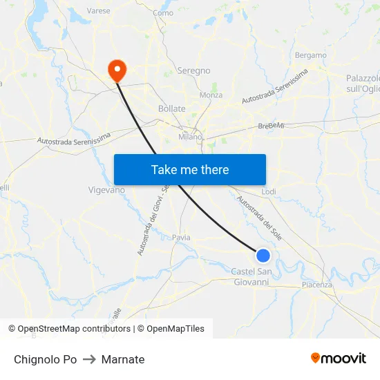 Chignolo Po to Marnate map