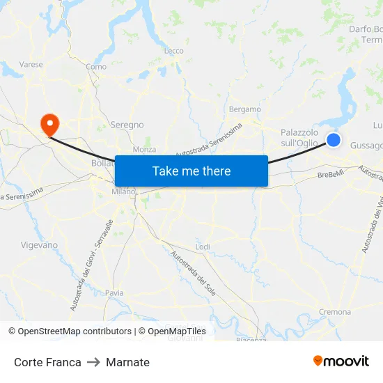 Corte Franca to Marnate map