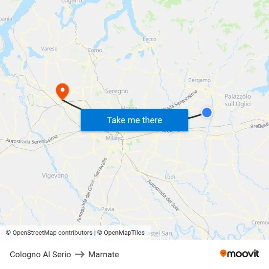 Cologno Al Serio to Marnate map