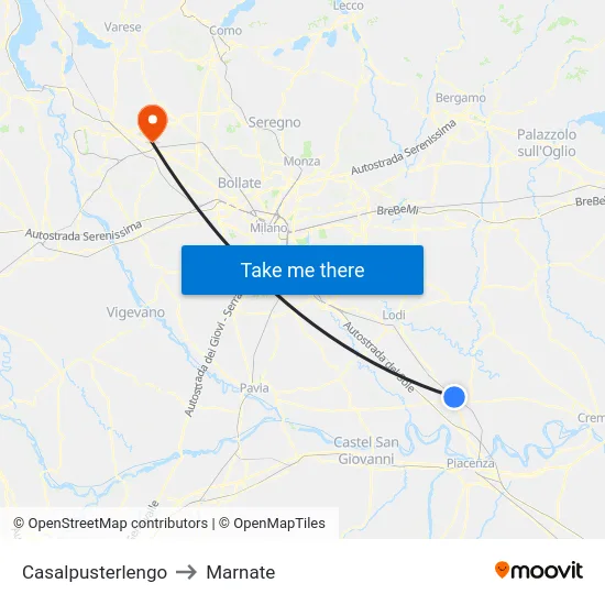 Casalpusterlengo to Marnate map