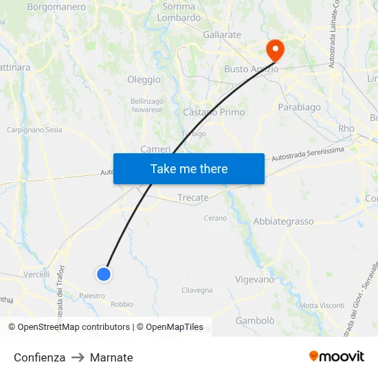 Confienza to Marnate map
