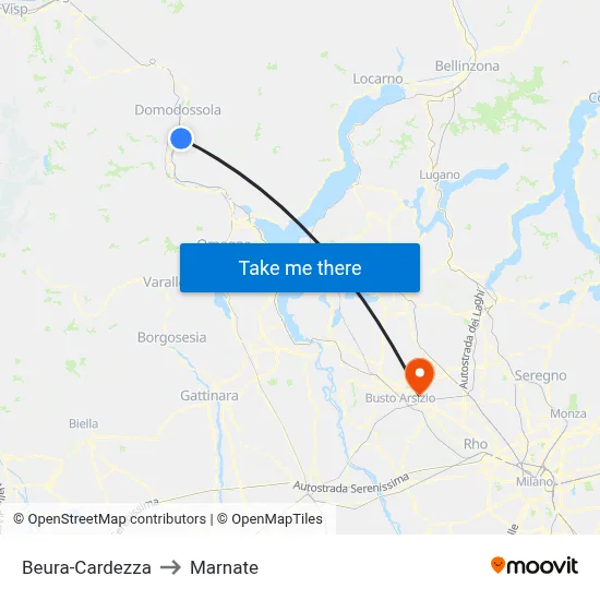 Beura-Cardezza to Marnate map