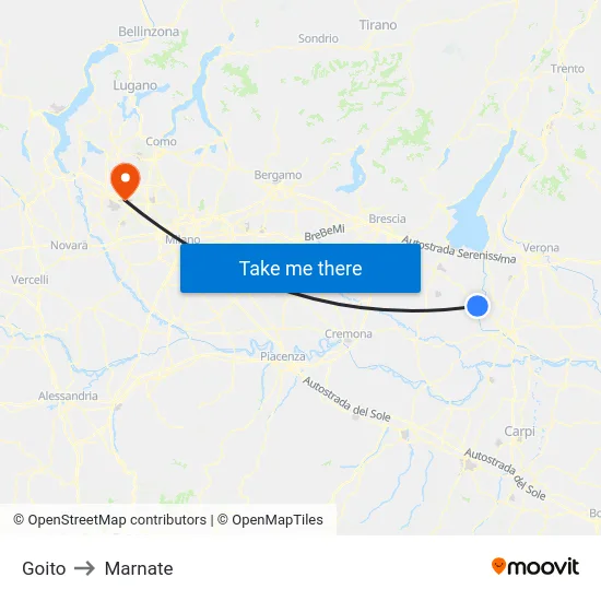 Goito to Marnate map