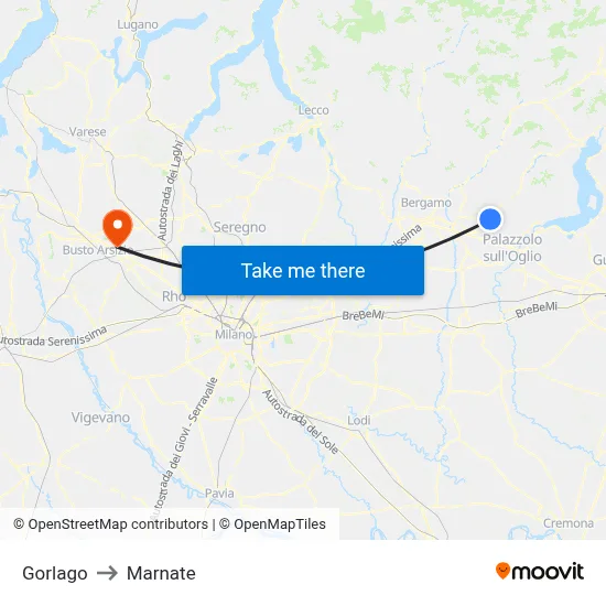 Gorlago to Marnate map