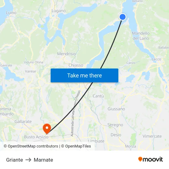 Griante to Marnate map