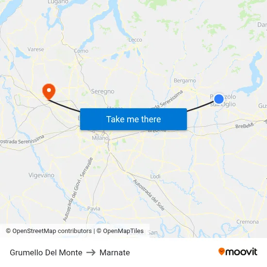 Grumello Del Monte to Marnate map