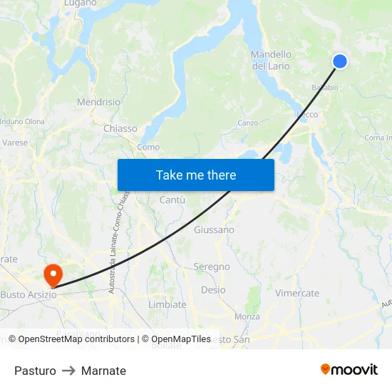Pasturo to Marnate map