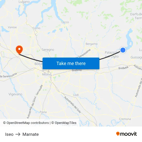 Iseo to Marnate map