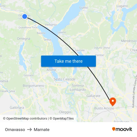 Ornavasso to Marnate map
