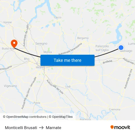 Monticelli Brusati to Marnate map