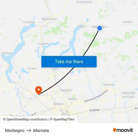 Morbegno to Marnate map