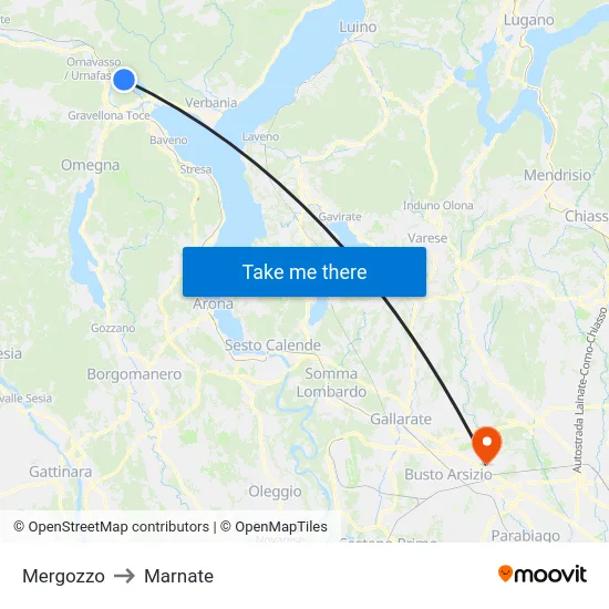 Mergozzo to Marnate map