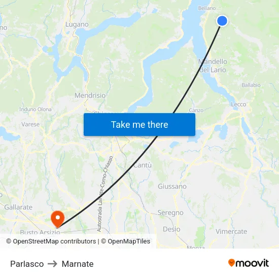 Parlasco to Marnate map