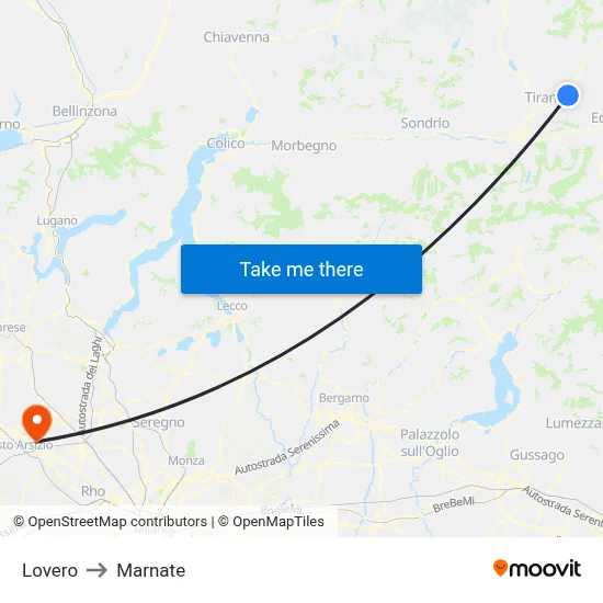 Lovero to Marnate map