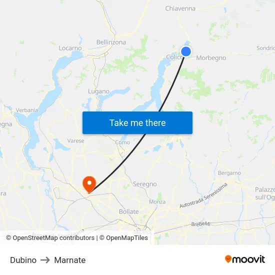 Dubino to Marnate map