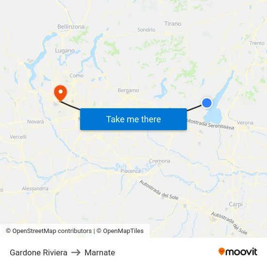 Gardone Riviera to Marnate map