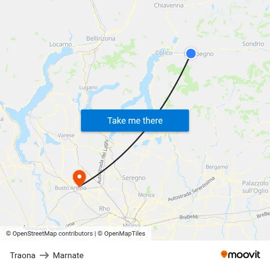 Traona to Marnate map