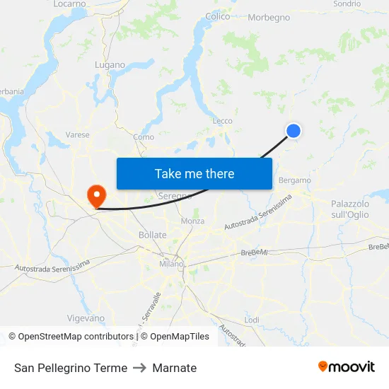 San Pellegrino Terme to Marnate map