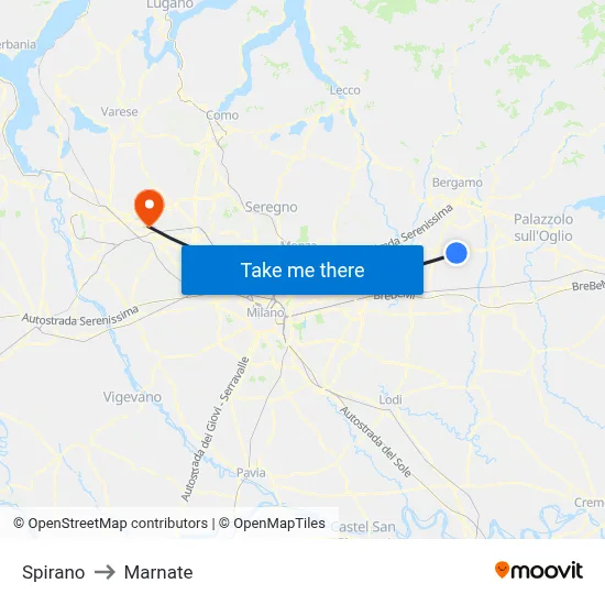 Spirano to Marnate map
