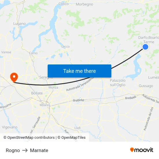 Rogno to Marnate map