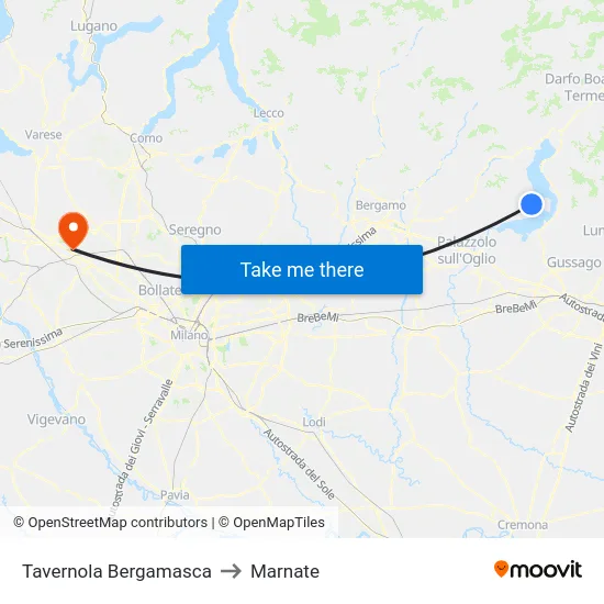 Tavernola Bergamasca to Marnate map