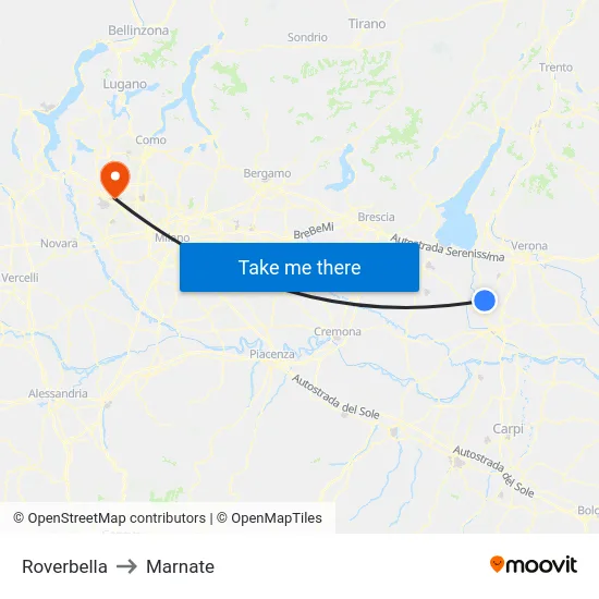 Roverbella to Marnate map