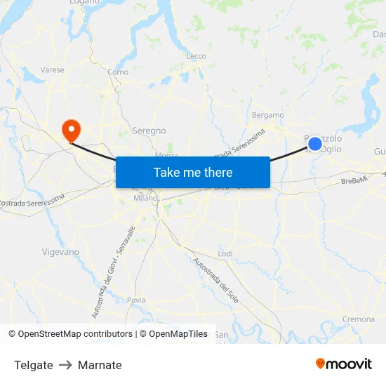 Telgate to Marnate map