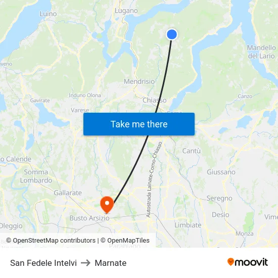San Fedele Intelvi to Marnate map