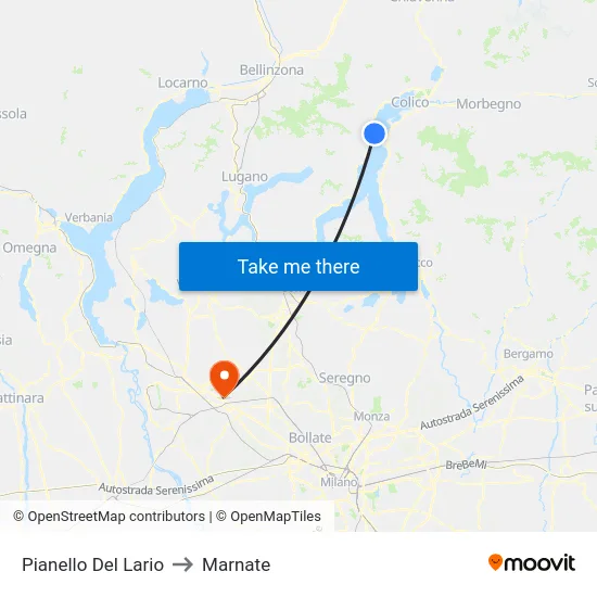 Pianello Del Lario to Marnate map