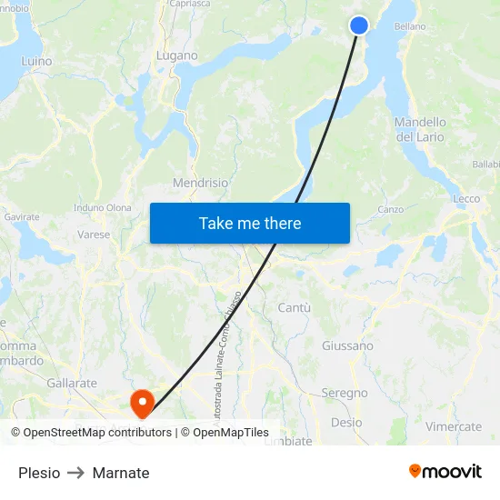 Plesio to Marnate map