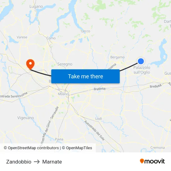 Zandobbio to Marnate map