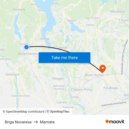 Briga Novarese to Marnate map