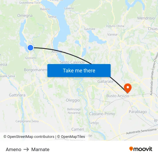 Ameno to Marnate map