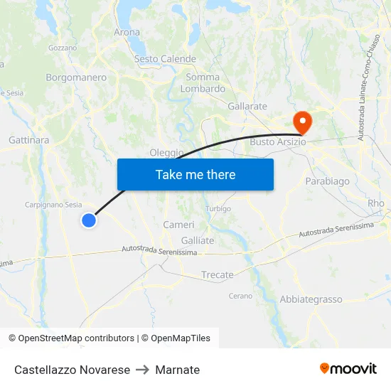 Castellazzo Novarese to Marnate map